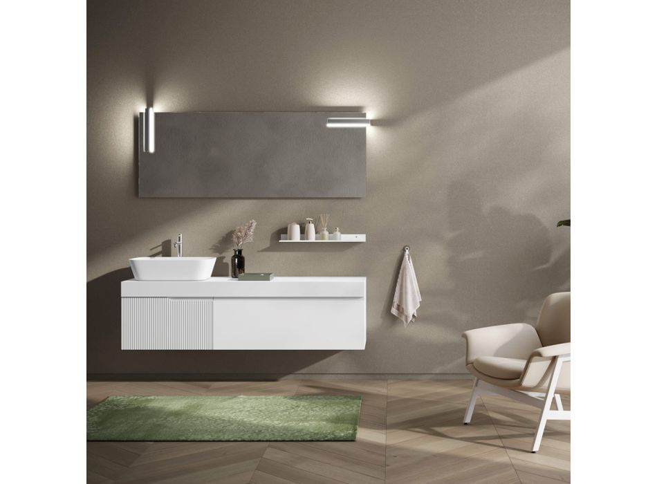 Composition de salle de bain avec miroir et étagère Made in Italy - Erebo Viadurini