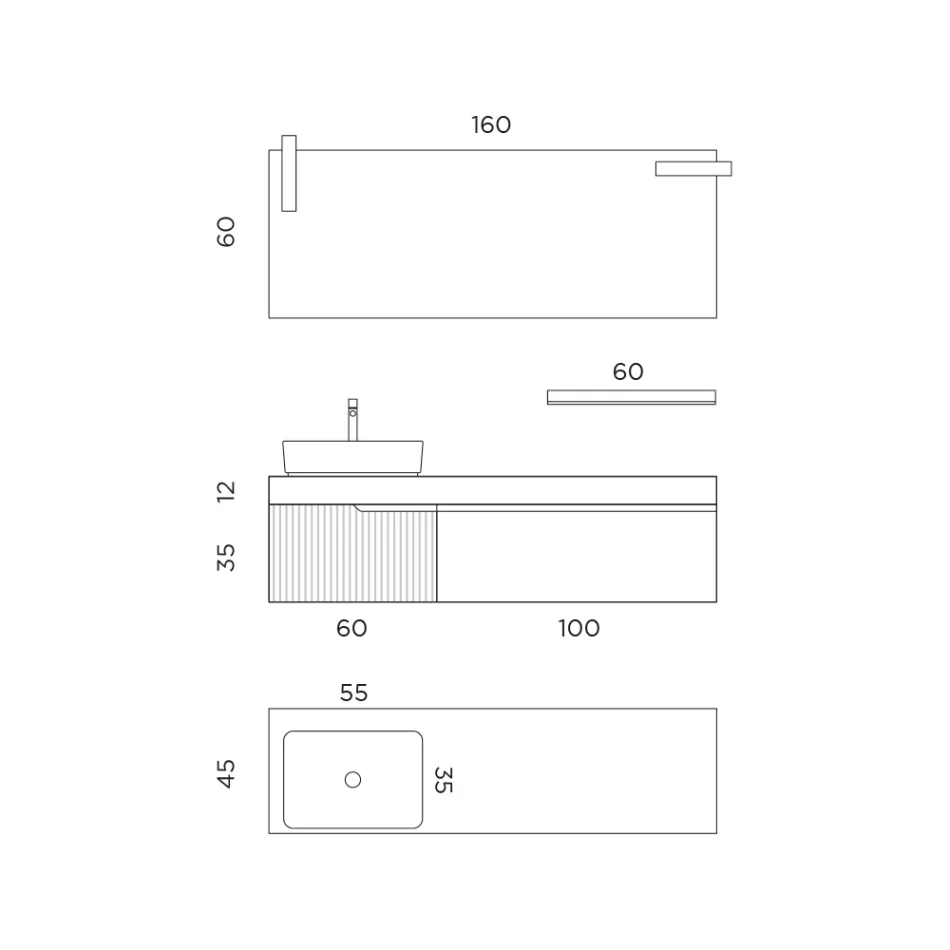 Composition de salle de bain avec miroir et étagère Made in Italy - Erebo Viadurini