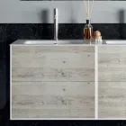 Composition de salle de bain avec miroir, double vasque et base Made in Italy - Kilos Viadurini