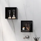 Composition de salle de bain avec miroir, lavabo en résine et base Made in Italy - Palom Viadurini