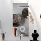 Composition de salle de bain avec miroir, lavabo en résine et base Made in Italy - Palom Viadurini