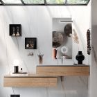 Composition de salle de bain avec miroir, lavabo en résine et base Made in Italy - Palom Viadurini