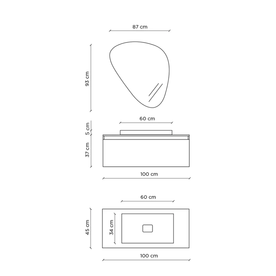 Composition de salle de bain avec miroir moderne, base et lavabo Made in Italy - Dream Viadurini