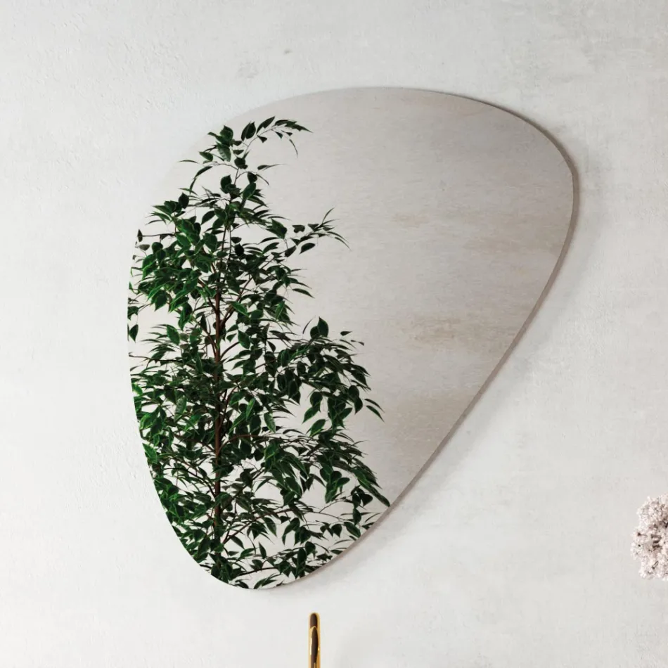 Composition de salle de bain avec miroir moderne et lavabo console Made in Italy - Palom Viadurini