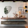 Composition de salle de bain avec miroir moderne et lavabo console Made in Italy - Palom