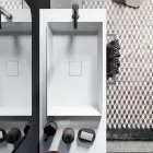 Composition de salle de bain avec miroir ovale, lavabo et base Made in Italy - Palom Viadurini