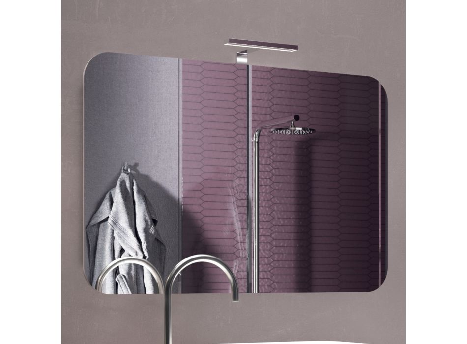 Composition de salle de bain avec miroir en forme et lavabo Made in Italy - Palom Viadurini