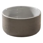 Composition de salle de bain grise avec miroir, meuble en teck et accessoires - Patryk Viadurini