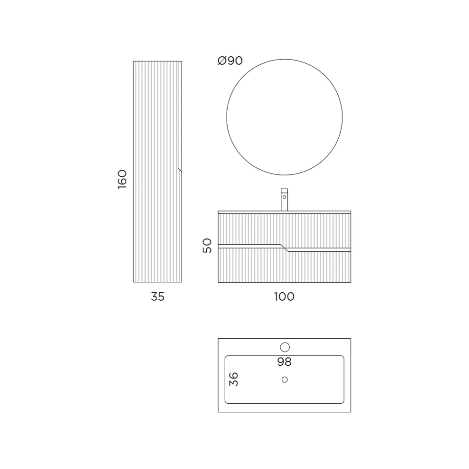 Composition de salle de bain en chêne Rio Cannettato Made in Italy - Afrodite Viadurini