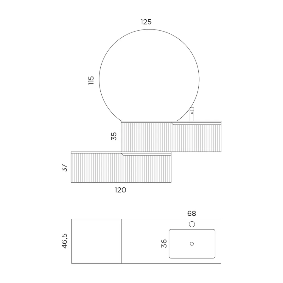 Composition de salle de bain en chêne de Rio et gris Cannettati Made in Italy - Chrono Viadurini
