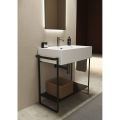 Composition de salle de bain Lavabo en céramique et base en acier Made in Italy - Quadro