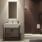 Composition de salle de bain Lavabo en céramique et base en acier Made in Italy - Quadro Viadurini