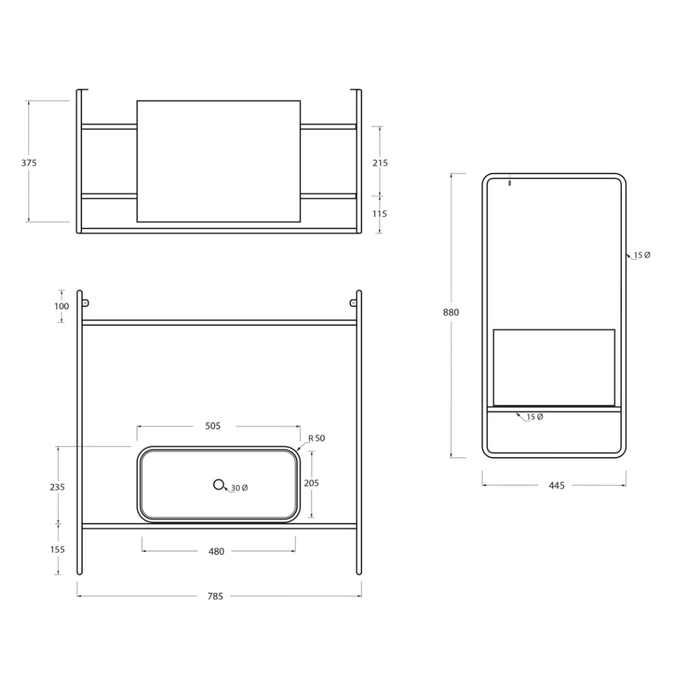 Composition de salle de bain Lavabo en céramique et miroir Made in Italy - Chantal Viadurini