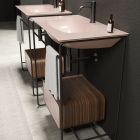 Composition de salle de bain Lavabo en céramique et miroir Made in Italy - Chantal Viadurini