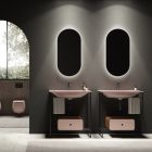Composition de salle de bain Lavabo en céramique et miroir Made in Italy - Chantal Viadurini