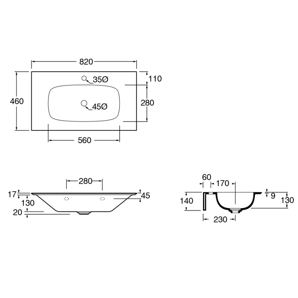Composition de salle de bain Lavabo en céramique et miroir Made in Italy - Chantal Viadurini