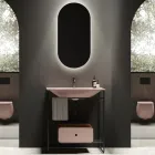 Composition de salle de bain Lavabo en céramique et miroir Made in Italy - Chantal Viadurini