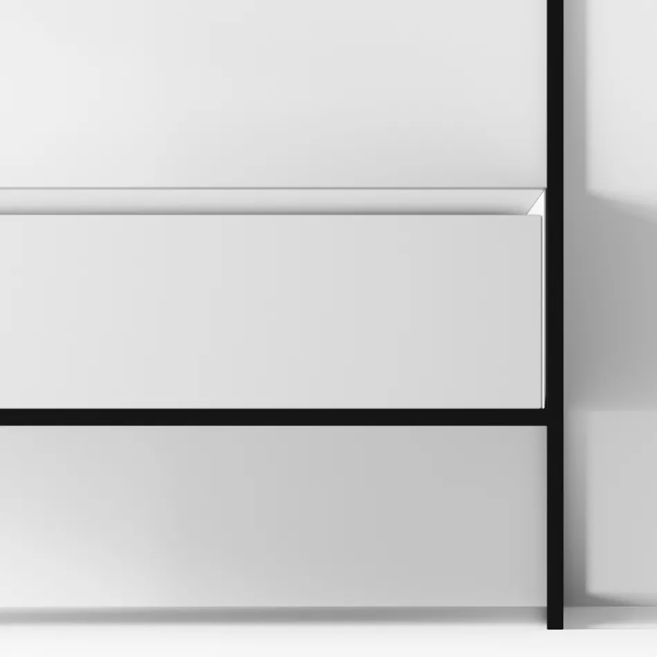 Composition de salle de bain Lavabo en céramique et miroir Made in Italy - Hoscar Viadurini