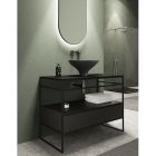 Composition de salle de bain Lavabo en céramique et miroir Made in Italy - Hoscar Viadurini