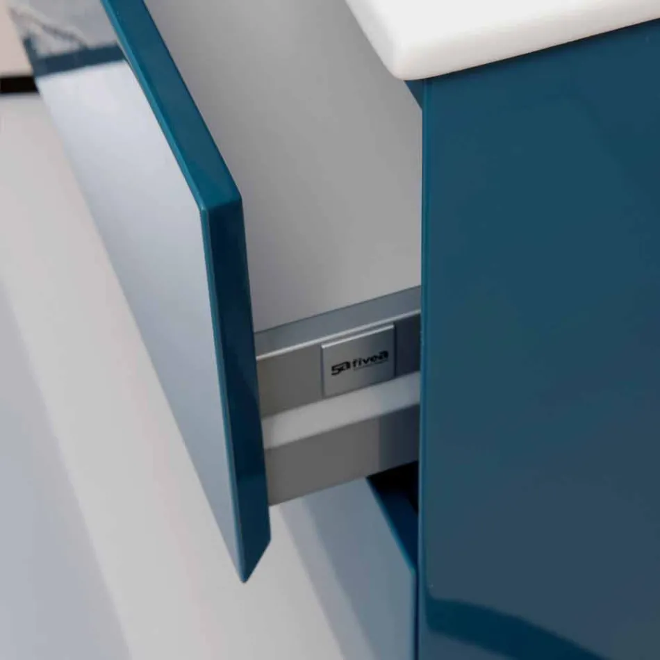 Composition Suspension de salle de bain en MDF laqué fabriqué en Italie - Becky Viadurini