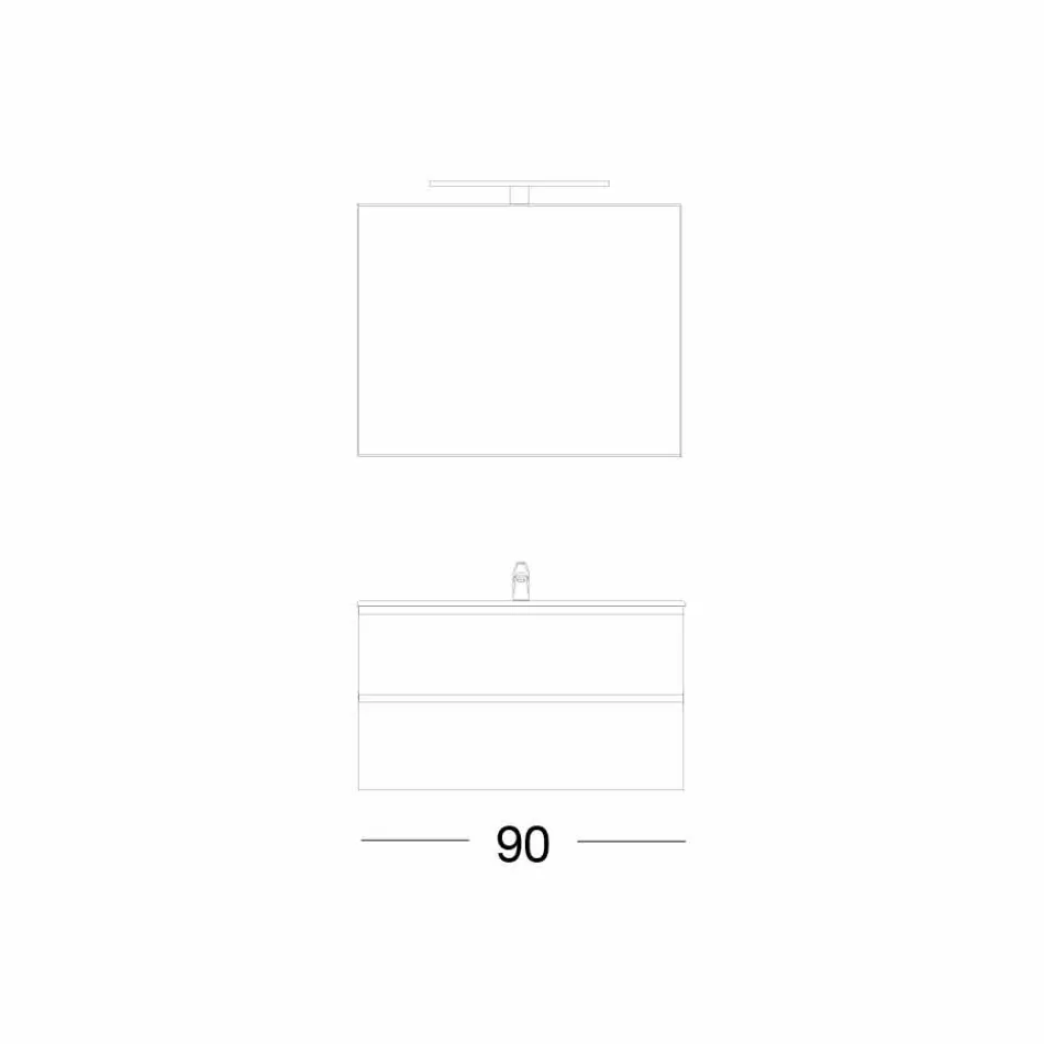 Composition Suspension de salle de bain en MDF laqué fabriqué en Italie - Becky Viadurini