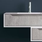 Composition de salle de bain suspendue, miroir et bases en béton Made in Italy - Polsen Viadurini