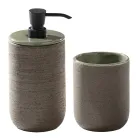 Composition de salle de bain verte complète avec accessoires et meuble de sol - Sylviane Viadurini