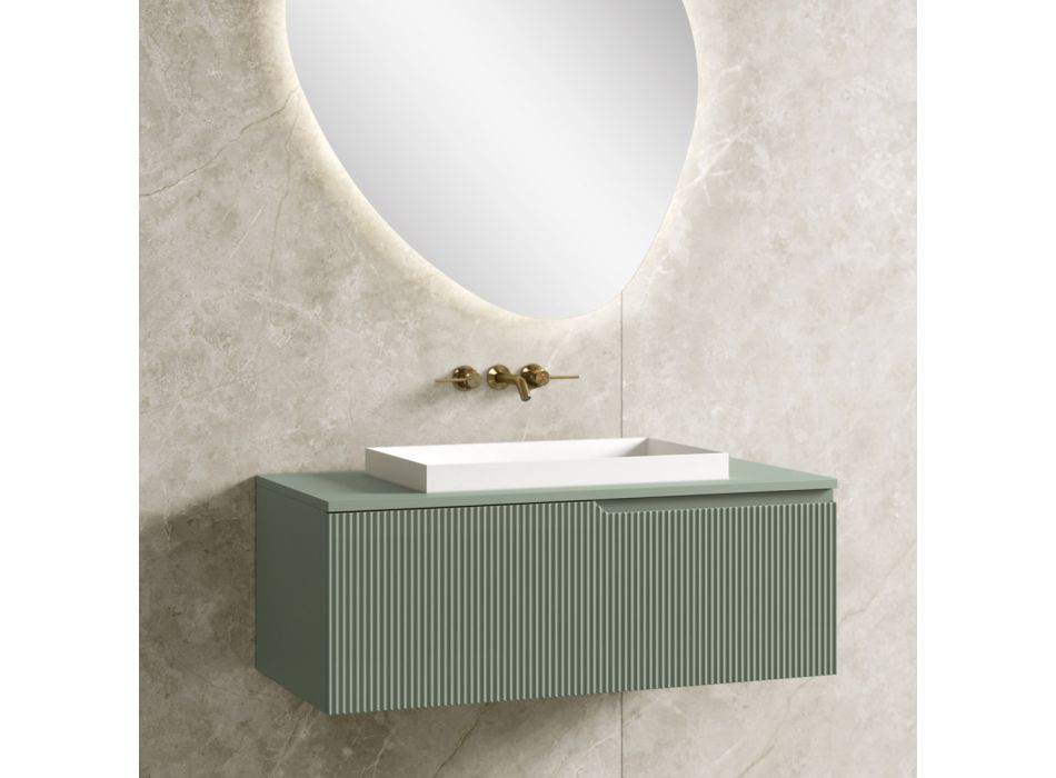 Composition de salle de bain vert sauge avec lavabo en résine Made in Italy - Artemide Viadurini