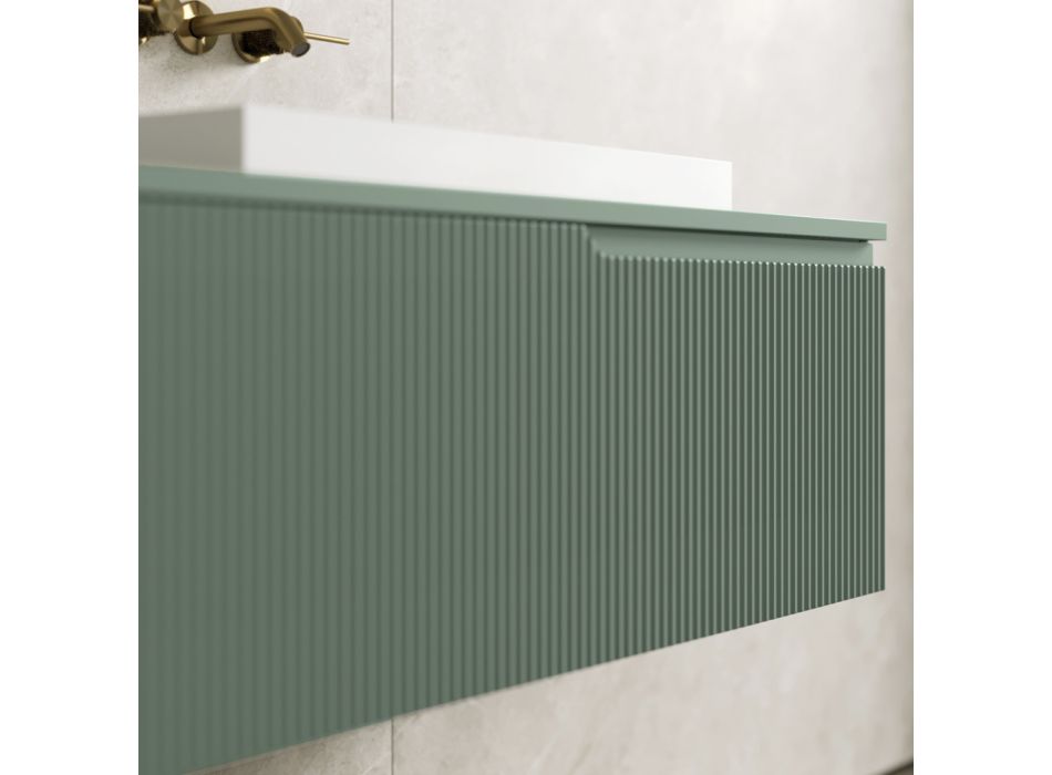 Composition de salle de bain vert sauge avec lavabo en résine Made in Italy - Artemide Viadurini