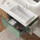 Composition de salle de bain vert sauge et chêne cannettato Made in Italy - Uranus Viadurini