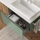 Composition de salle de bain vert sauge et chêne cannettato Made in Italy - Uranus Viadurini