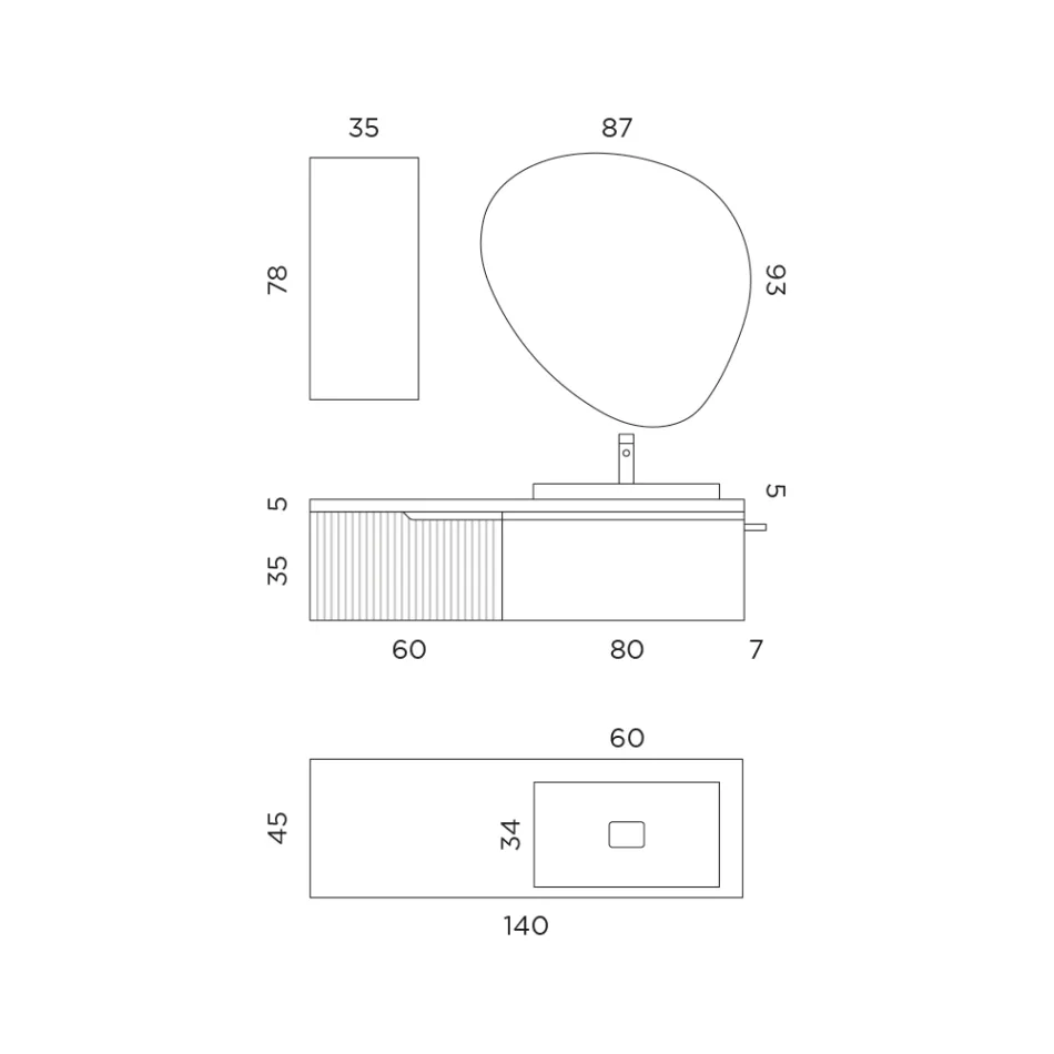 Composition de salle de bain vert sauge et chêne cannettato Made in Italy - Uranus Viadurini