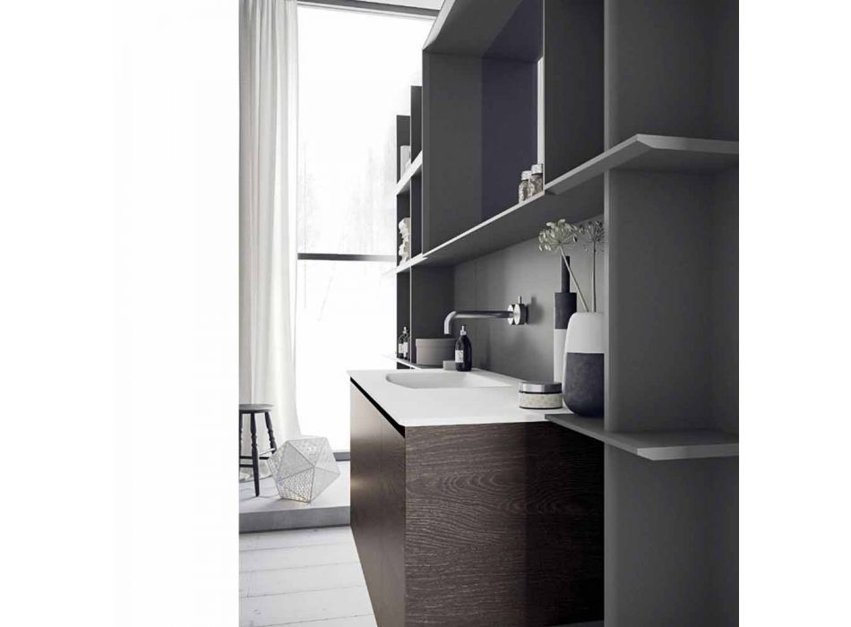 Composition de meubles de salle de bain suspendus et modernes, meubles design - Callisi12 Viadurini