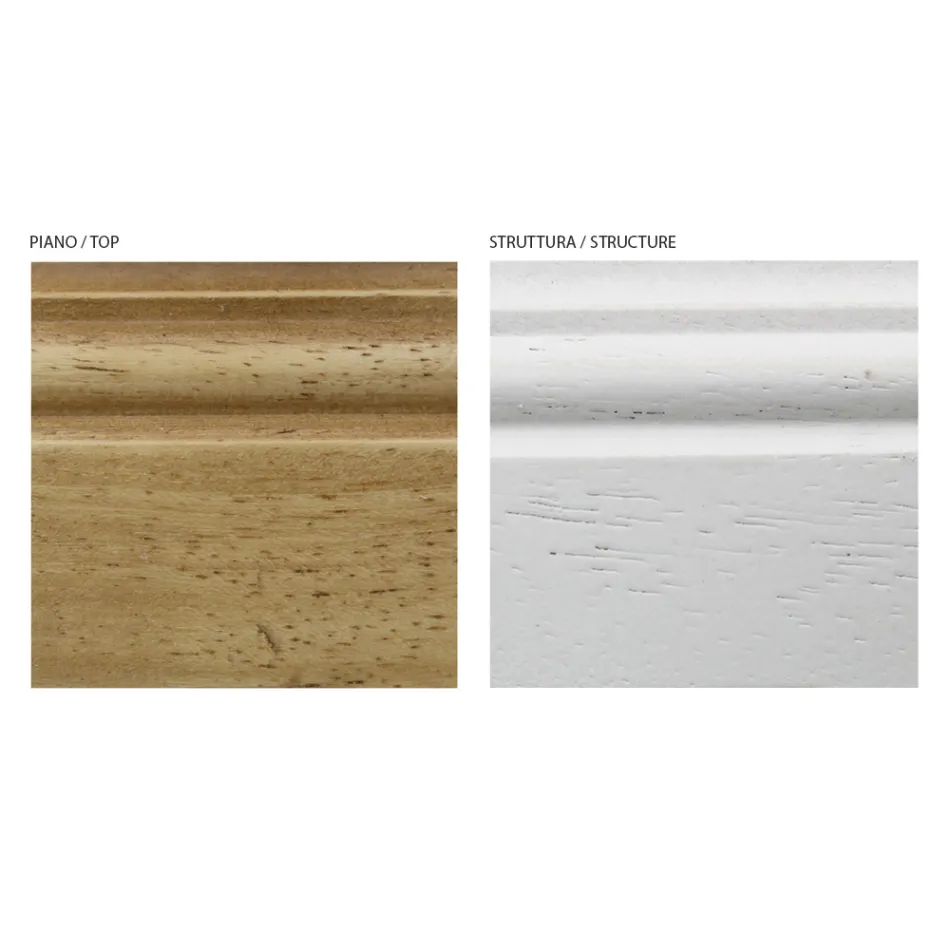 Composition d'entrée en cire blanche bicolore et plateau en bois naturel - Fatuo Viadurini