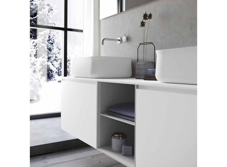 Composition de salle de bain à suspension design moderne Made in Italy - Callisi14 Viadurini