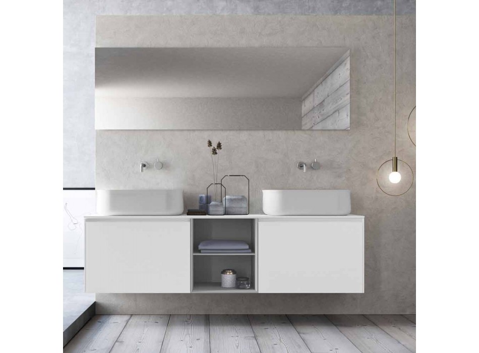 Composition de salle de bain à suspension design moderne Made in Italy - Callisi14 Viadurini
