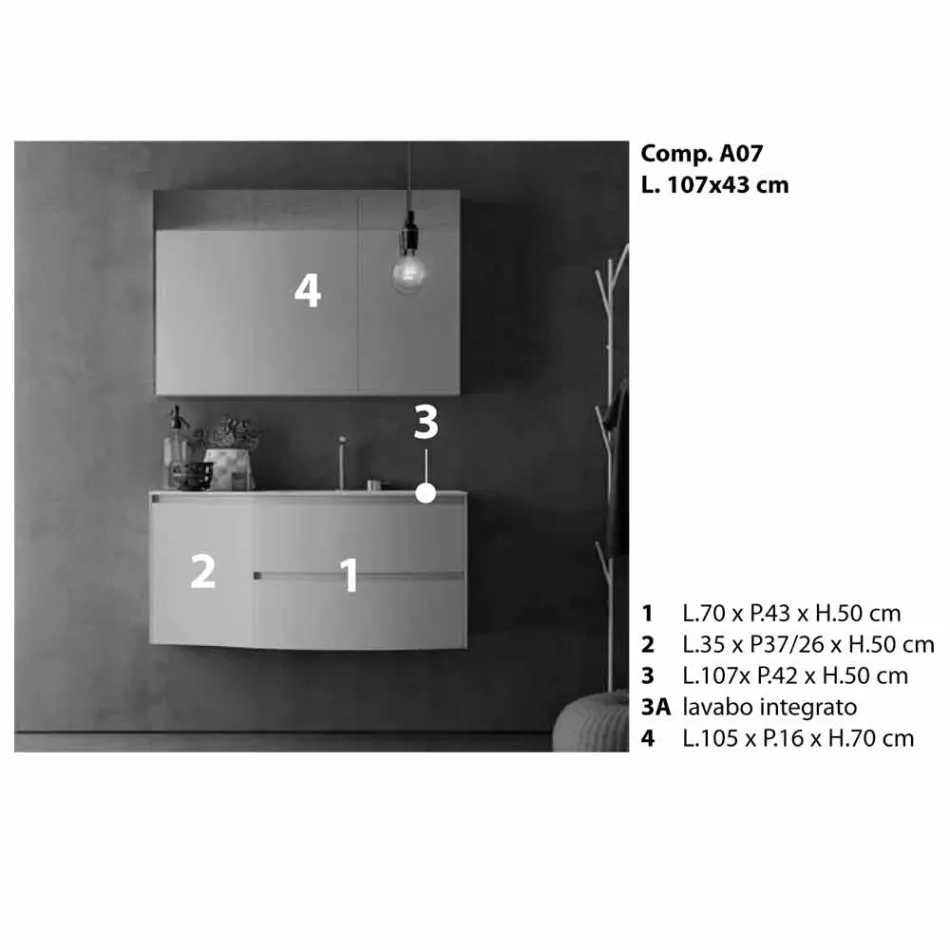 Composition de salle de bain moderne et suspendue Made in Italy Design - Callisi7 Viadurini