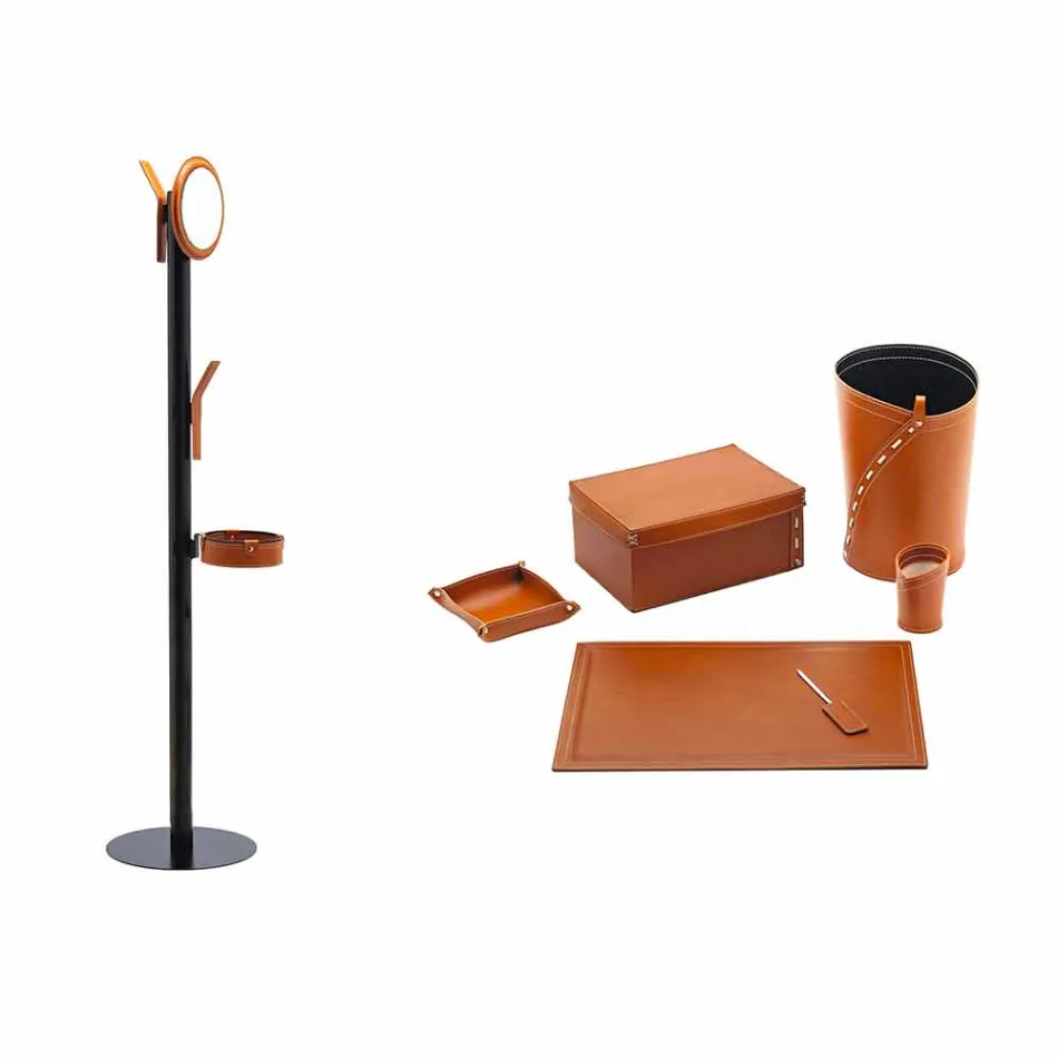 Composition de bureau de design moderne en cuir Made in Italy - Andrea Viadurini