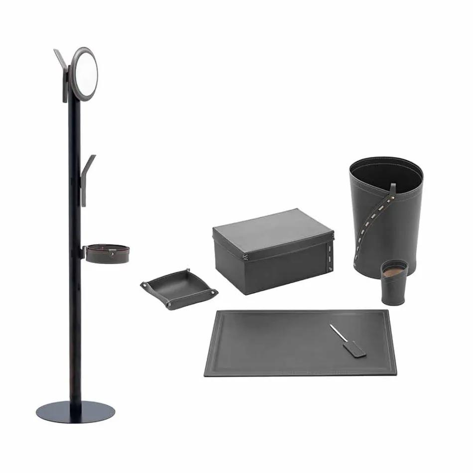 Composition de bureau de design moderne en cuir Made in Italy - Andrea Viadurini