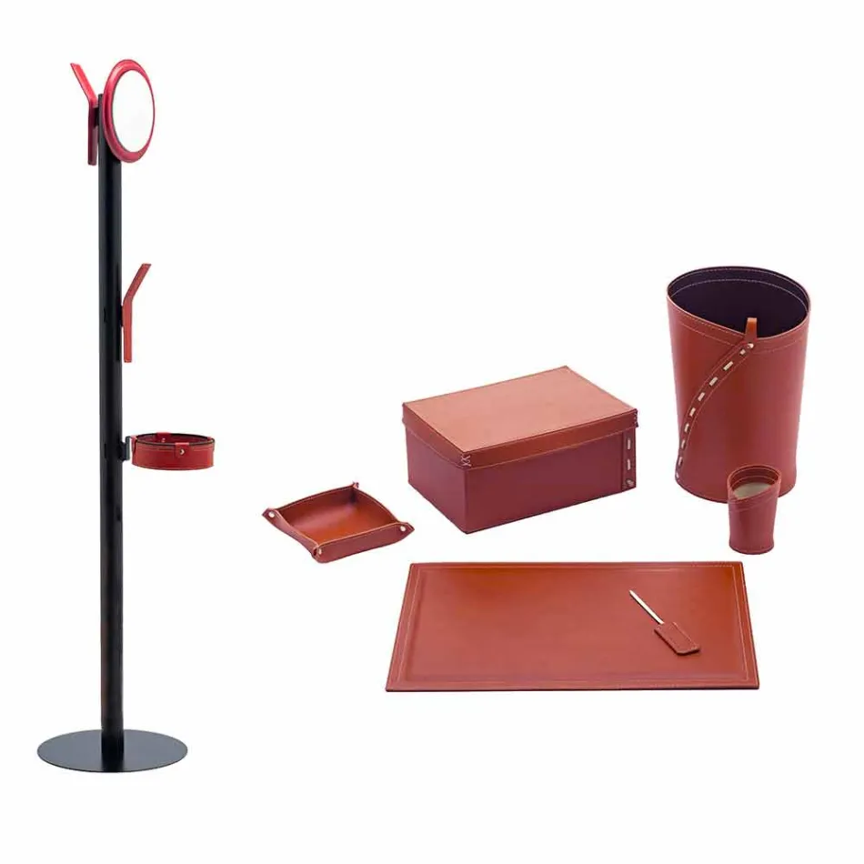 Composition de bureau de design moderne en cuir Made in Italy - Andrea Viadurini