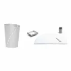 Composition de bureau en cuir régénéré moderne Made in Italy - Meduna Viadurini