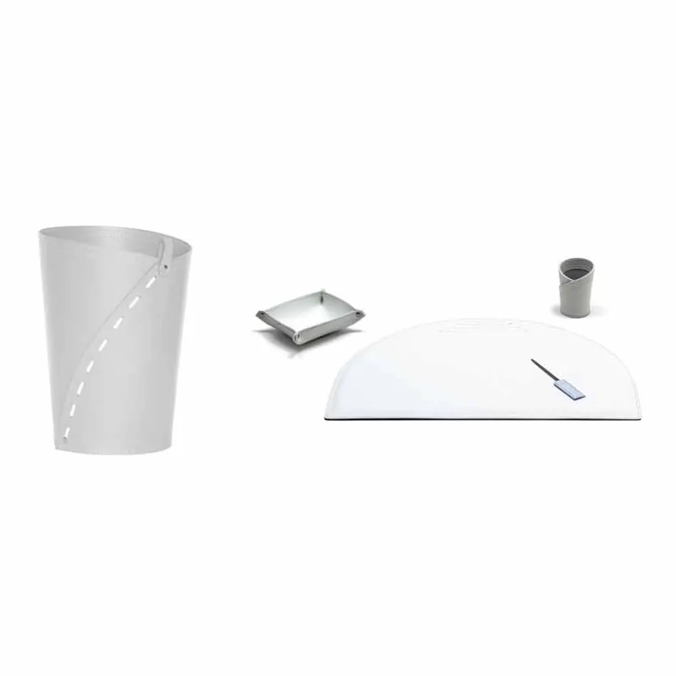 Composition de bureau en cuir régénéré moderne Made in Italy - Meduna Viadurini