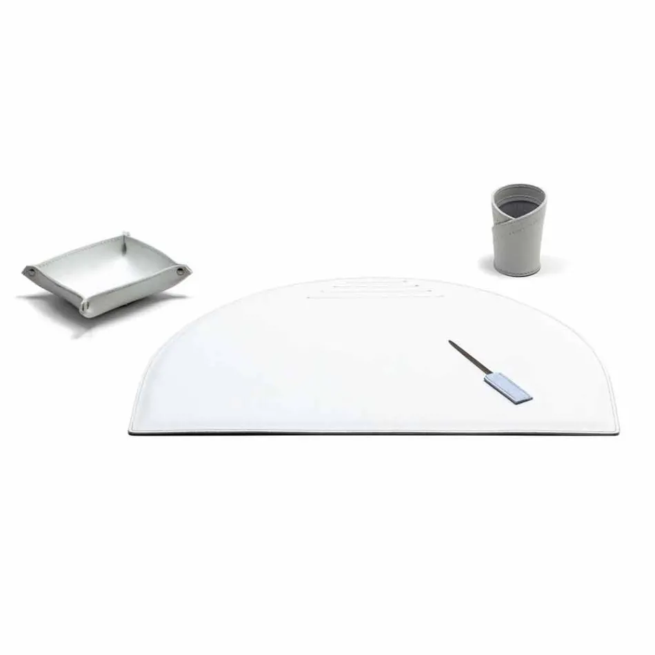 Composition de bureau en cuir régénéré moderne Made in Italy - Meduna Viadurini