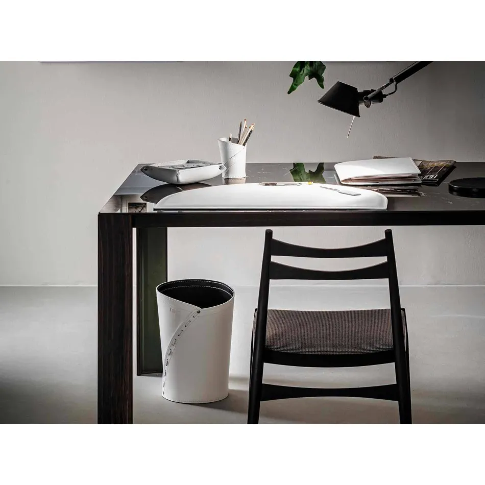 Composition de bureau en cuir régénéré moderne Made in Italy - Meduna Viadurini