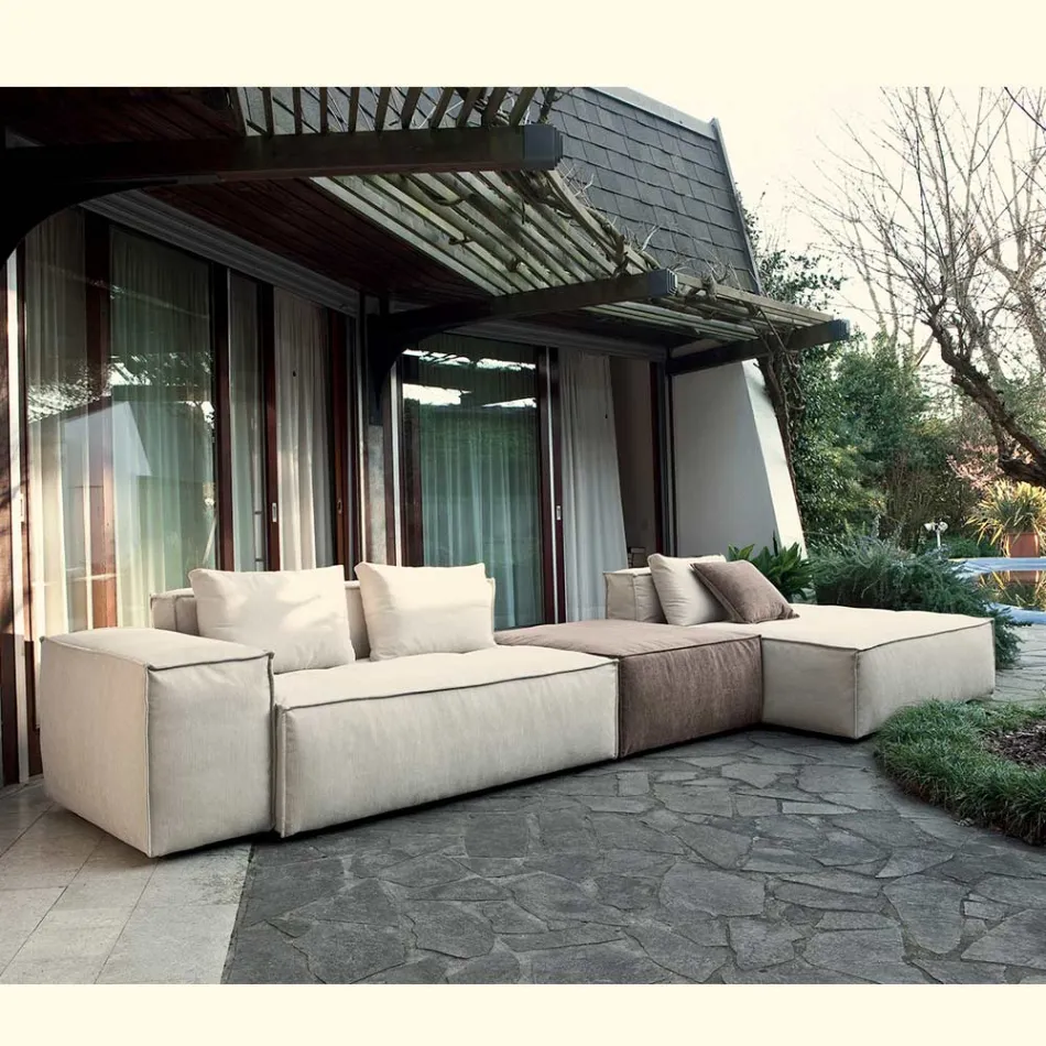 Composition de 1 Pouf avec Dossier, 1 Pouf et 1 Péninsule - Bizarre Viadurini