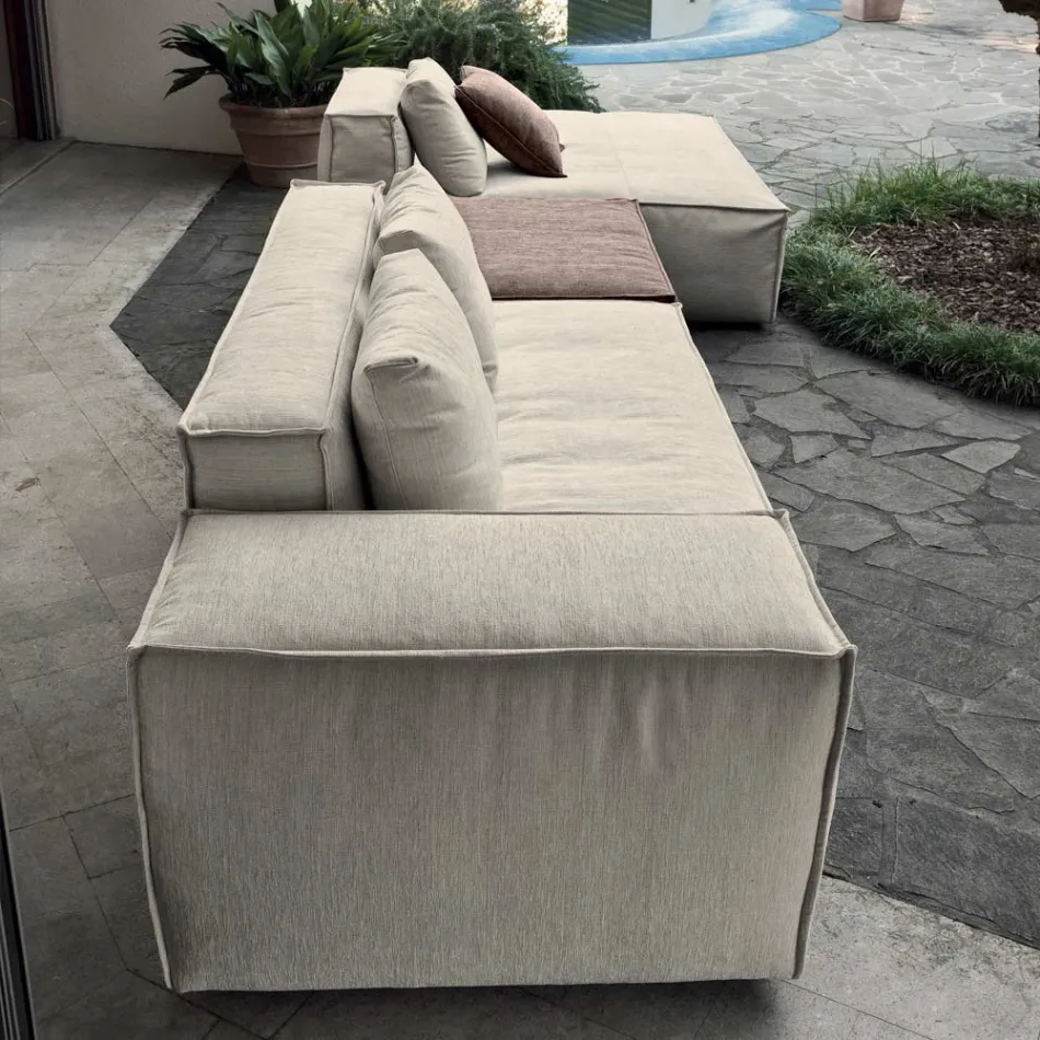 Composition de 1 Pouf avec Dossier, 1 Pouf et 1 Péninsule - Bizarre Viadurini