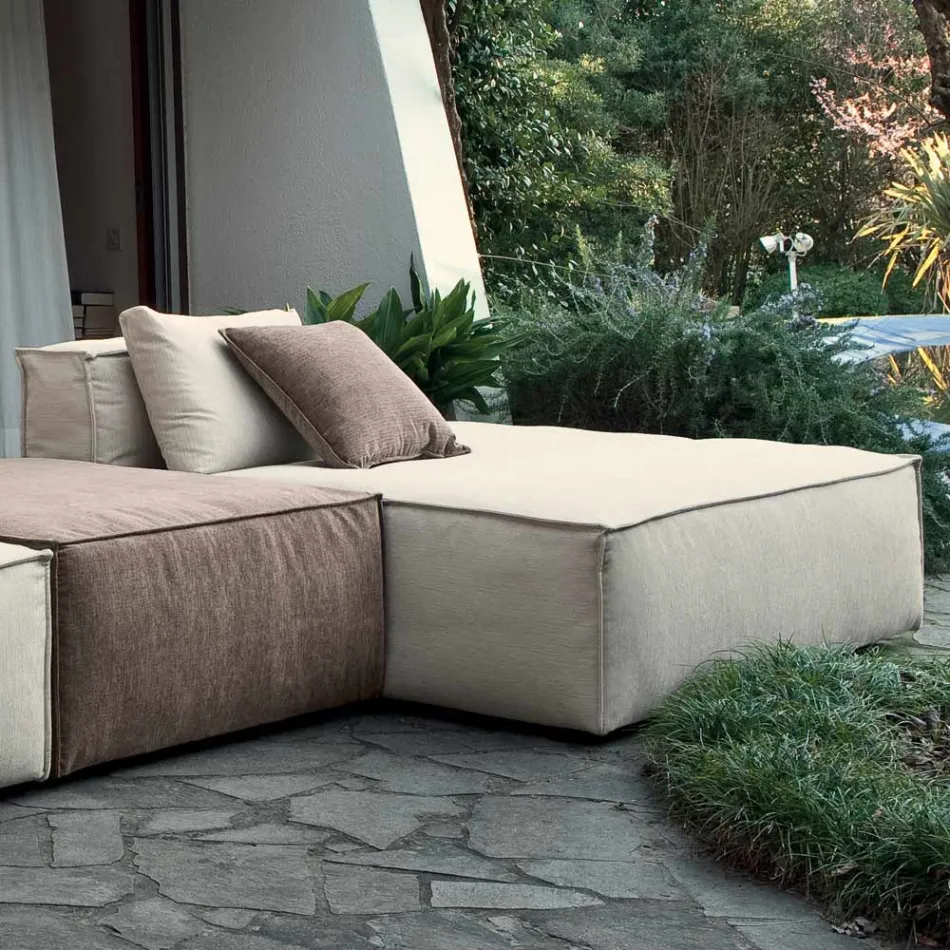 Composition de 1 Pouf avec Dossier, 1 Pouf et 1 Péninsule - Bizarre Viadurini