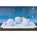 Composition de 2 verres en marbre blanc de Carrare Made in Italy - Dolla Viadurini