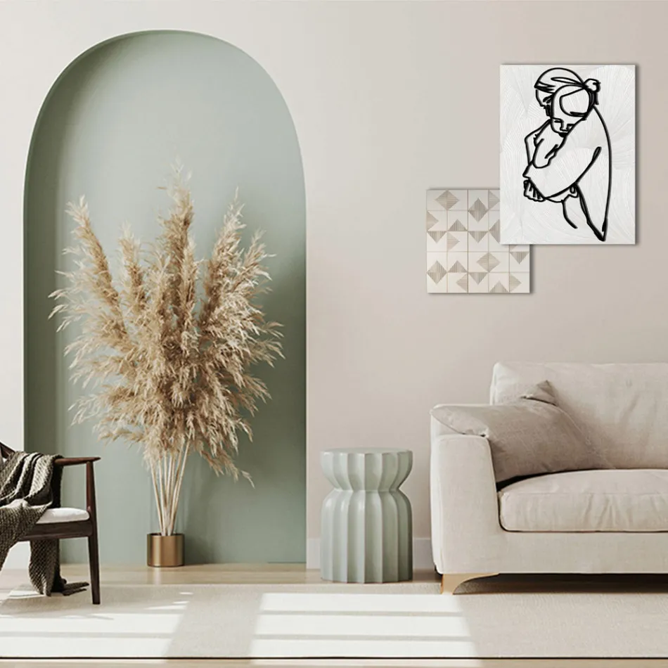 Composition de 2 panneaux avec stylisation d'un câlin Made in Italy - Kyoko Viadurini