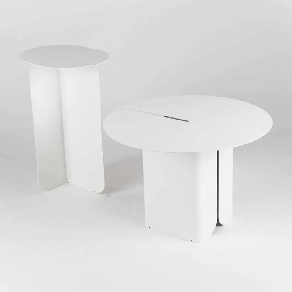 Composition de 2 tables basses modernes en acier Made in Italy - Peuplier Viadurini